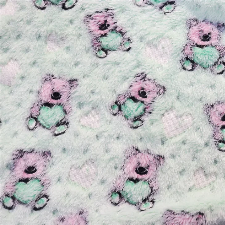 Embossed Teddy Bear Printed Coral Fleece Fabric quotation 